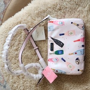 NWT Kate Spate Triple Gusset Pink Dawn Champagne Crossbody 🍾 💖